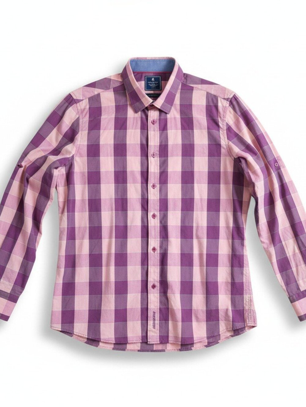 Cavanna Men Pink & Purple Plaid Slim Fit Bitton Down Shirt XX-Large
